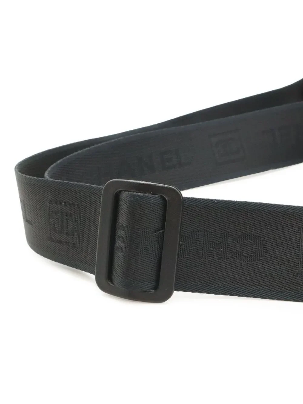 Chanel Sports Line CC Logo Messenger Bag Crossbody Rubber Coating Black